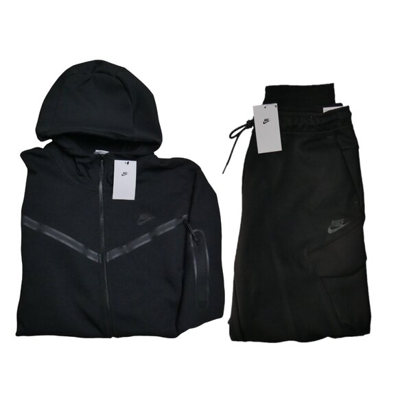 Nike Tech Fleece Men's 2 PC Tracksuit Size 2XL Matching Sweatsuit Black Outfit - Picture 11 of 12